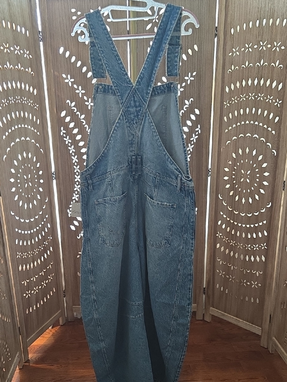 Free People Blue Denim Wide-Leg Overalls - Picture 6 of 11